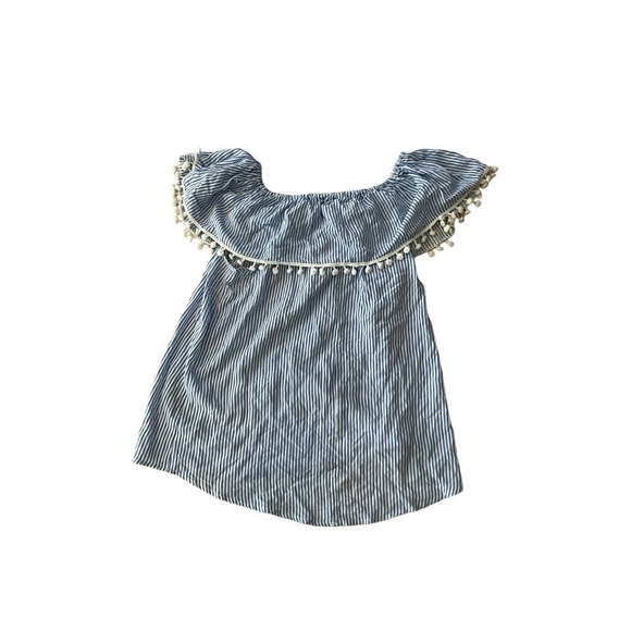 Unique Spectrum Blouse Top Women Size L Blue Short Sleeve Off The Shoulder Neck - Picture 2 of 4